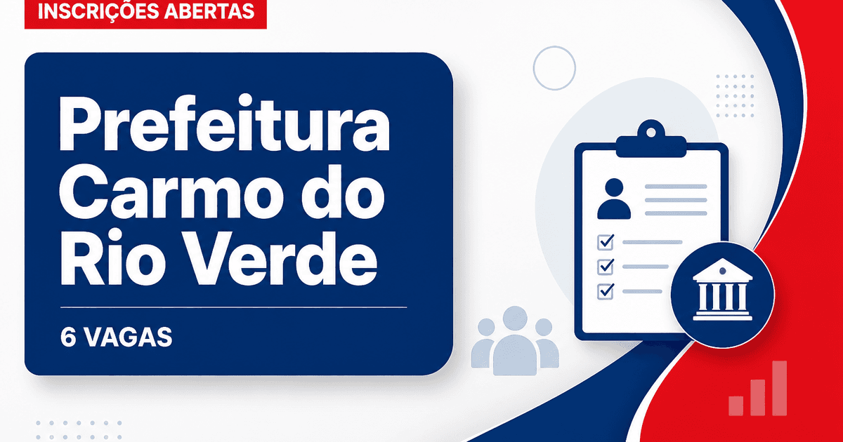 Prefeitura de Carmo do Rio Verde GO abre concurso com 6 vagas para professor nível P-III - Prefeitura de Carmo do Rio Verde