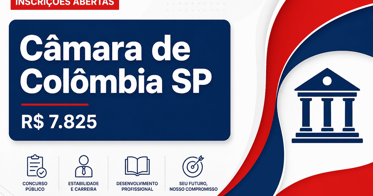 Câmara de Colômbia - SP abre concurso público com salários de até R$ 7.825,00 - Câmara Municipal de Colômbia