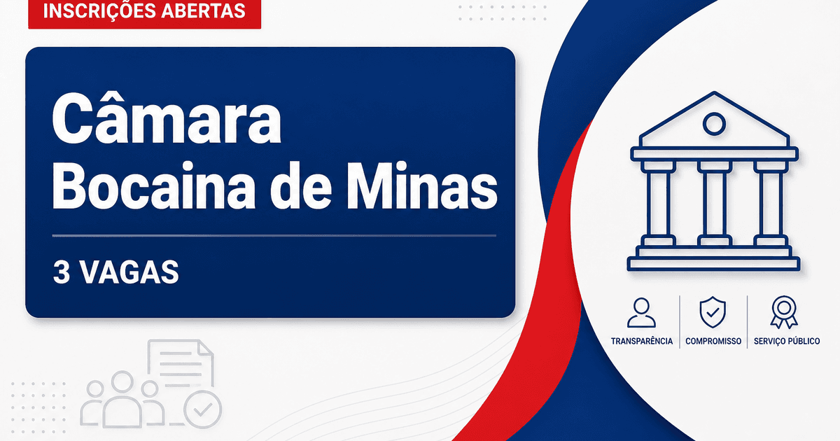 Câmara Municipal de Bocaina de Minas MG abre concurso com 3 vagas para auxiliar de serviços gerais, motorista e secretár - Câmara Municipal de Bocaina de Minas