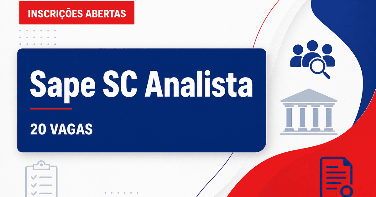 Concurso da Sape SC: últimas horas de inscrição para 20 vagas de analista - Secretaria de Estado da Administração Prisional e Socioeducativa de Santa Catarina