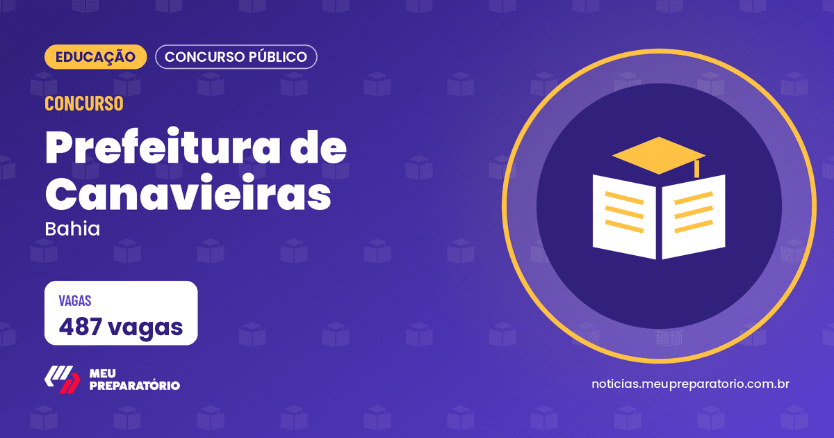 Concurso da Prefeitura de Canavieiras (BA): 487 vagas. Arte: Meu Preparatório