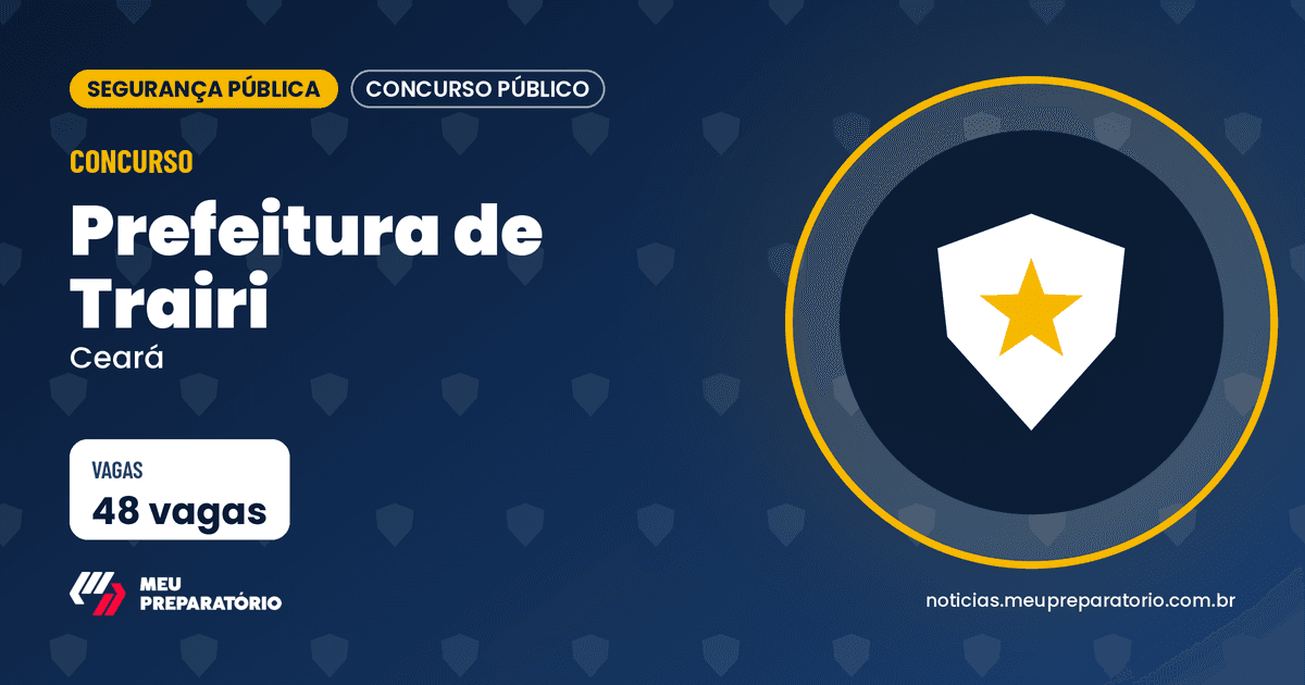 Concurso da Prefeitura de Trairi (CE): 48 vagas. Arte: Meu Preparatório