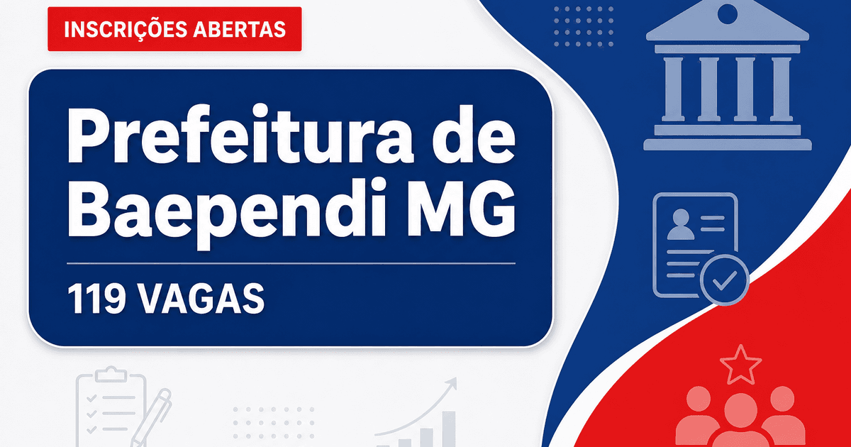Concurso da Prefeitura de Baependi MG abre inscrições para 119 vagas - Prefeitura de Baependi