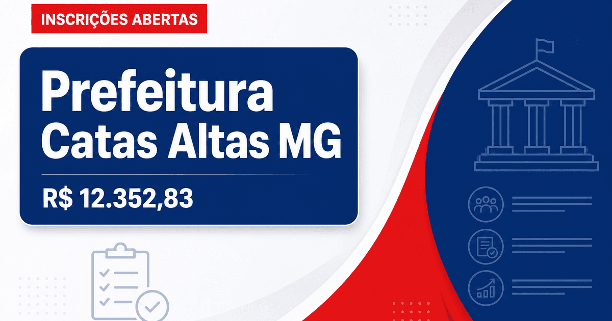 Prefeitura de Catas Altas - MG abre seleção para Farmacêutico com salário de R$ 12.352,83 - Prefeitura de Catas Altas