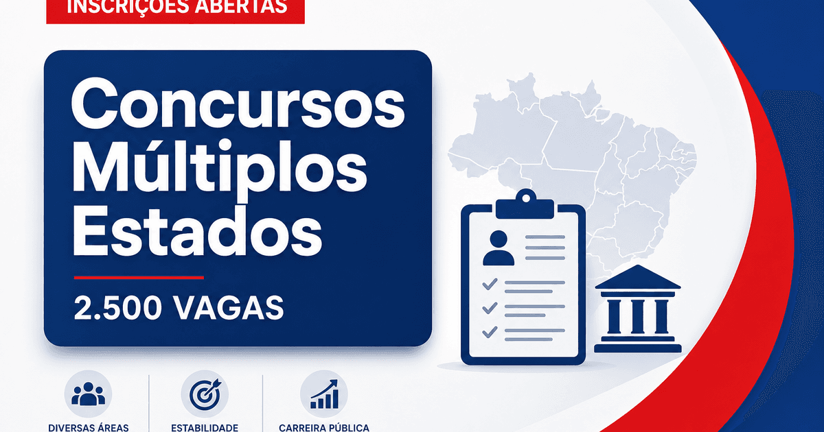 SP, MG, PE e mais: concursos abrem inscrições nesta semana para quase 2,5 mil vagas - Multiplos orgaos (SP, MG, PE e outros)