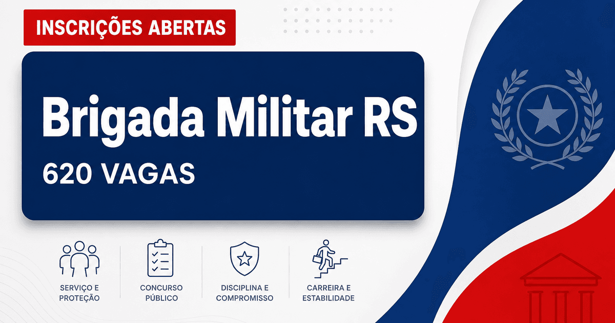 Processo seletivo da Brigada Militar RS: inscrições abertas para 620 vagas - Brigada Militar