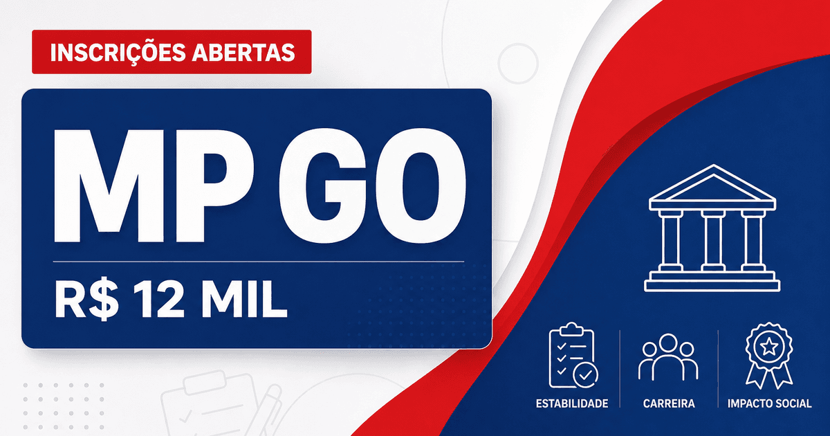 Concurso do MP GO: últimas horas inscrição para vagas que pagam quase R$ 12 mil - Ministério Público