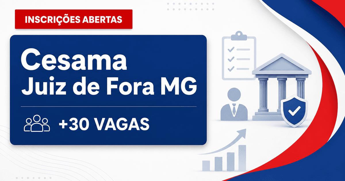 Concurso da Cesama de Juiz de Fora (MG) abre inscrições para mais de 30 vagas - Cesama