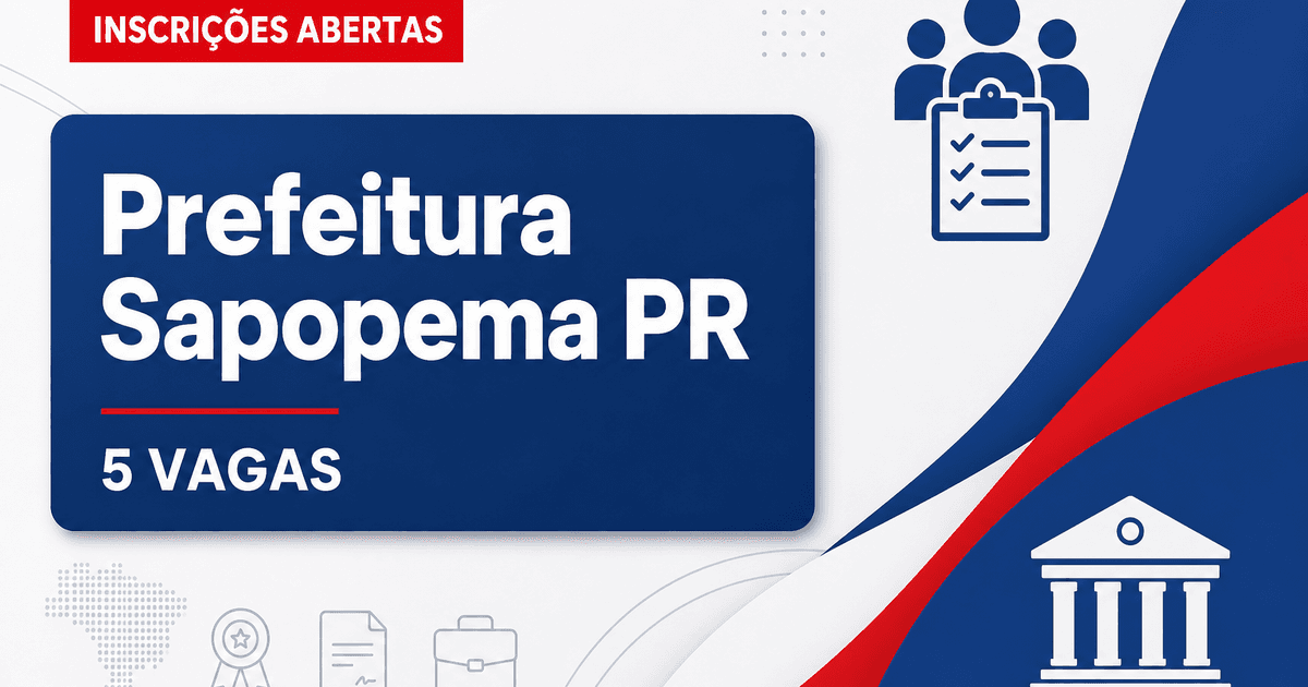 Prefeitura de Sapopema PR abre processo seletivo com 5 vagas na Saúde - Prefeitura de Sapopema