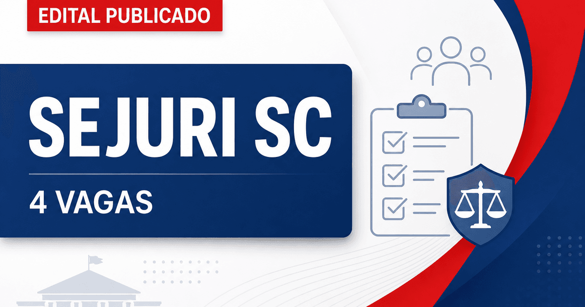 Concurso SEJURI SC: 4 vagas para farmacêutico em Florianópolis - Secretaria de Justiça e Regulação
