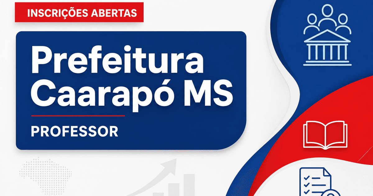 Prefeitura de Caarapó - MS abre processo seletivo para Professor de Língua Portuguesa e Inglês - Prefeitura de Caarapó