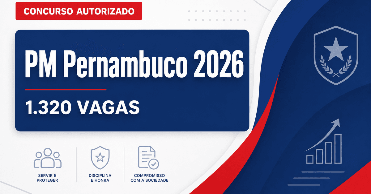 Concurso PM PE é autorizado para 1.320 vagas de soldados e oficiais - Polícia Militar de Pernambuco