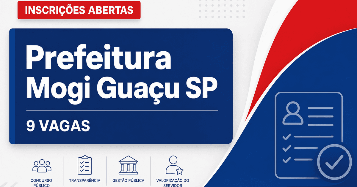 Processo seletivo em Mogi Guaçu SP: últimas horas de inscrição para nove cargos - Prefeitura de Mogi Guaçu