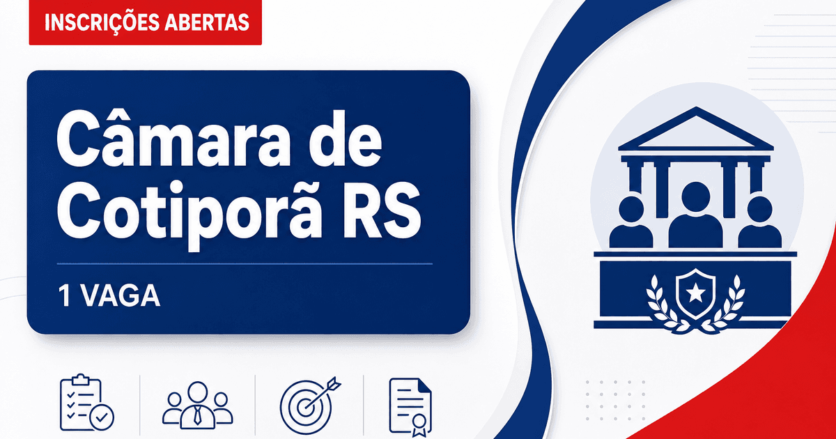 Câmara de Cotiporã RS abre processo seletivo com 1 vaga de secretário - Câmara de Cotiporã