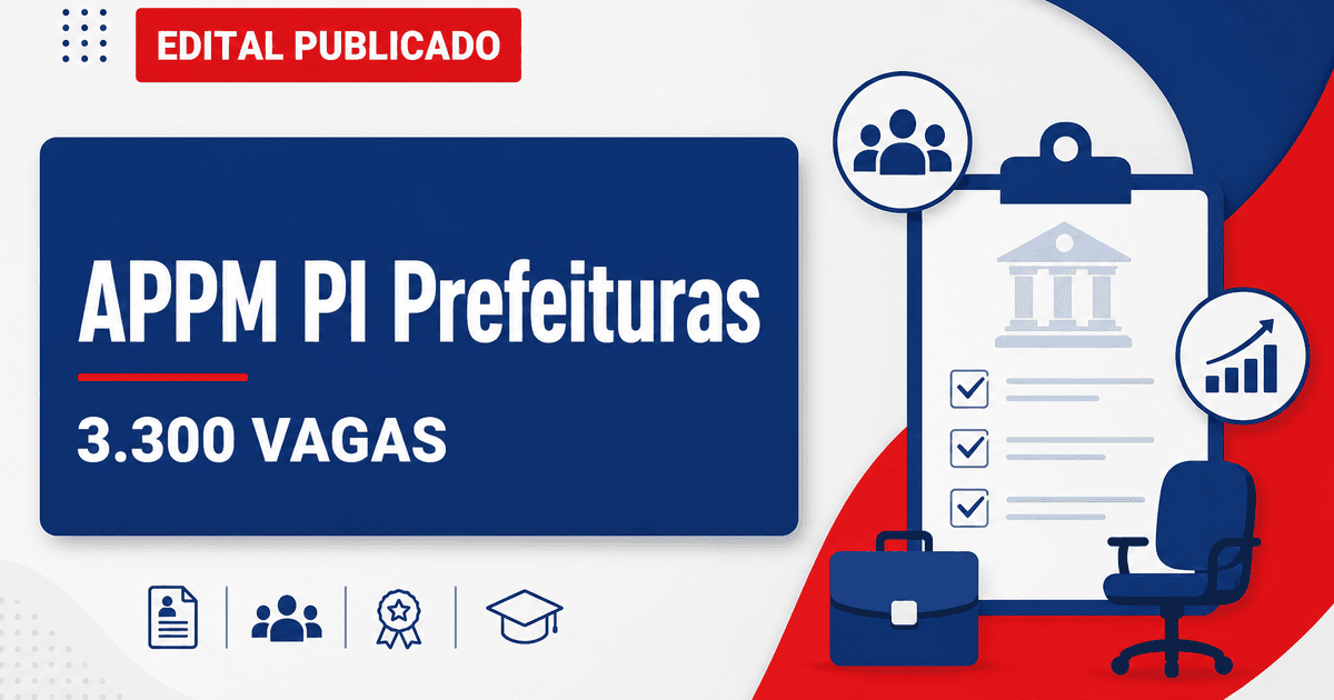 Concurso APPM PI: edital unificado de prefeituras terá 3,3 mil vagas em agosto - Associação de Prefeituras do Piauí