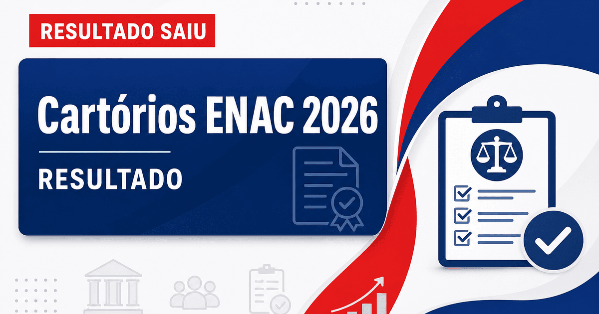 Concurso Cartórios: saem resultados das provas do Enac 2026 - Cartórios: saem resultados das provas do Enac