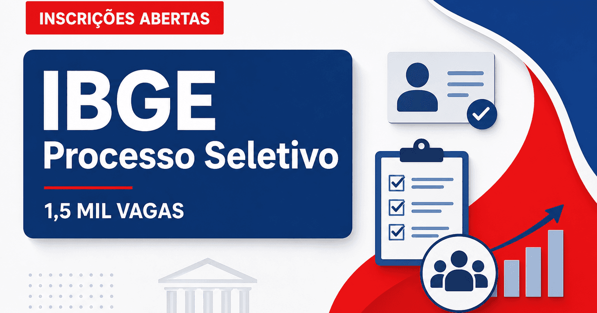 Processo seletivo do IBGE: últimas horas de inscrição para quase 1,5 mil vagas - Processo seletivo do IBGE: últimas horas de inscriçãora quase 1,5 mil vagas