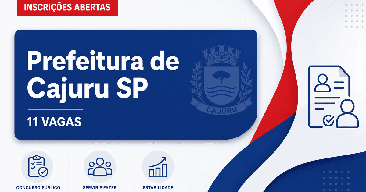Prefeitura de Cajuru: Prefeitura de Cajuru - SP abre concurso público com salários de até R$ 3.196,00 - Prefeitura de Cajuru