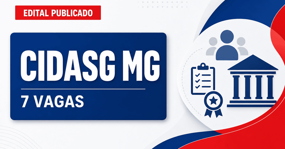 CIDASG MG publica retificação do concurso com 7 vagas imediatas - CIDASG