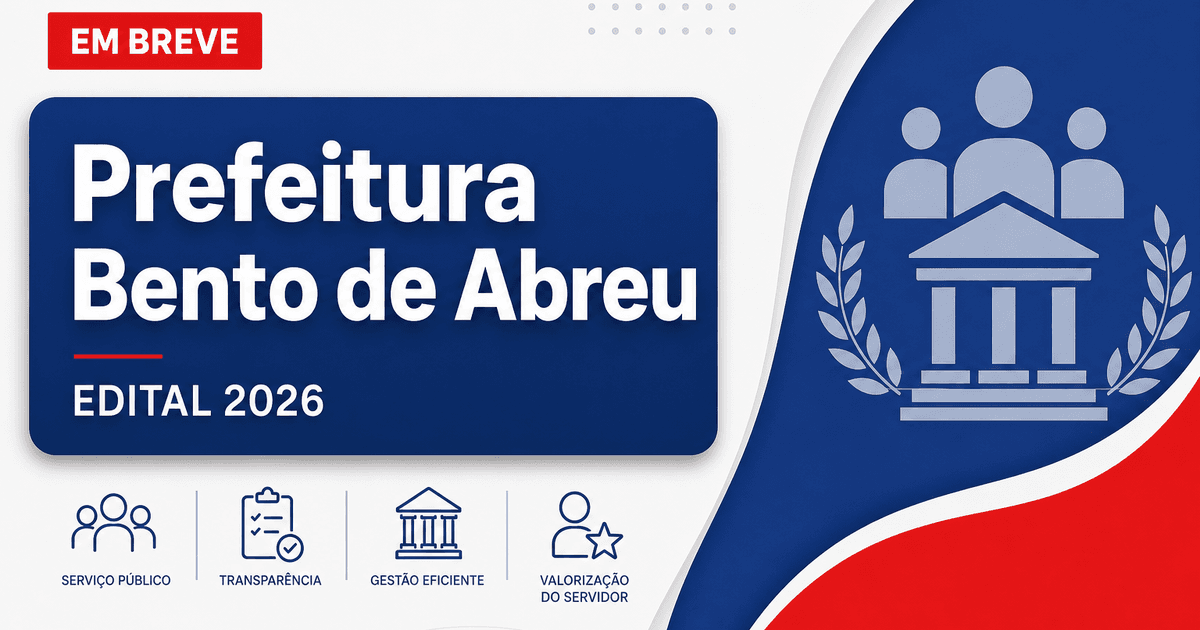 Concurso Bento de Abreu SP: cadastro reserva para assistente social e professor - Prefeitura de Bento de Abreu