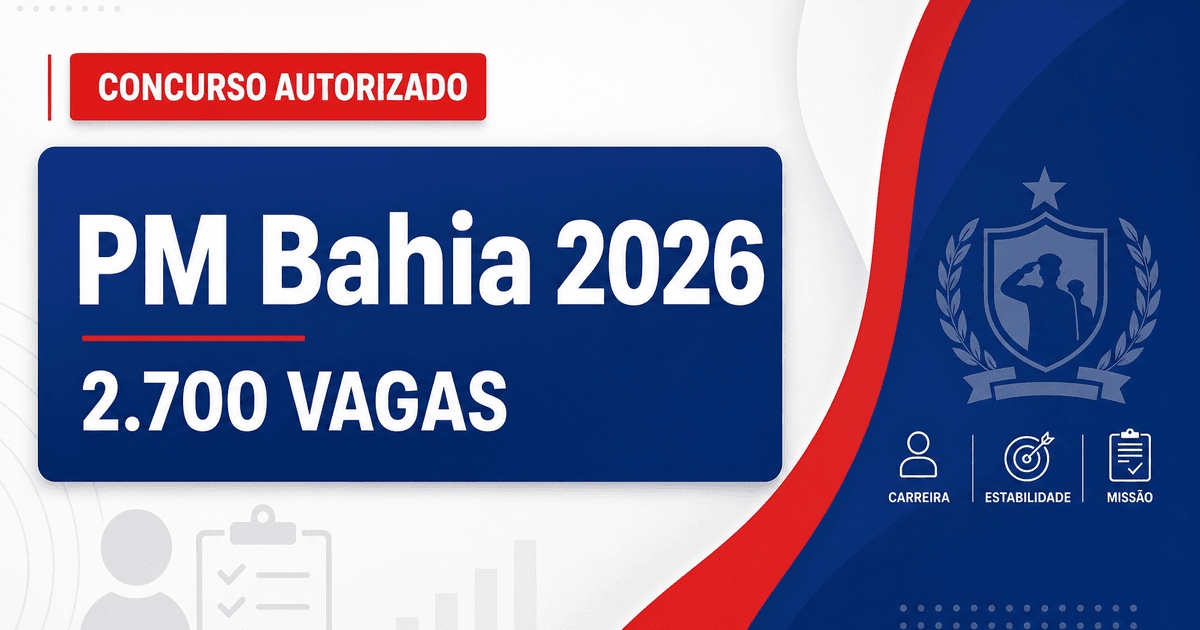 Concurso PM BA é autorizado com 2,7 mil vagas para soldados e CFO - Polícia Militar da Bahia