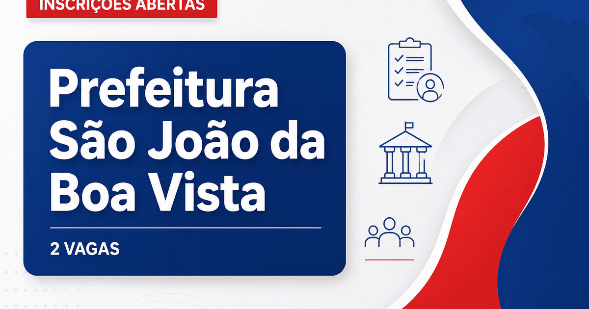 Concurso de São João da Boa Vista (SP) abre inscrições para dois cargos - Prefeitura de São João da Boa Vista