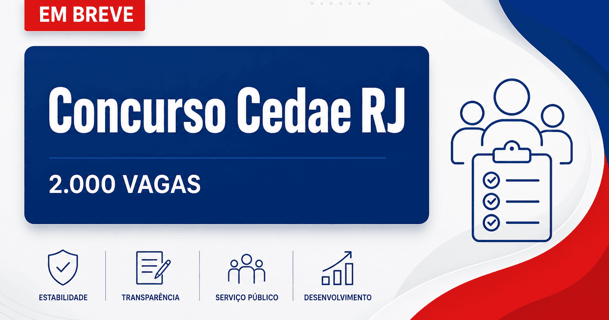 Concurso Cedae: estudo aponta necessidade de 2 mil vagas - Companhia Estadual de Águas e Esgotos do Rio de Janeiro