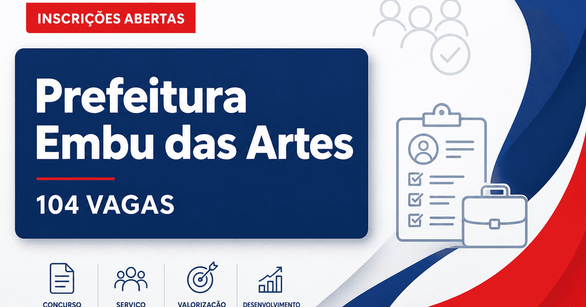 Prefeitura de Embu das Artes: Prefeitura de Embu das Artes - SP abre concurso público com salários de até R$ 13.149,52 - Prefeitura de Embu das Artes