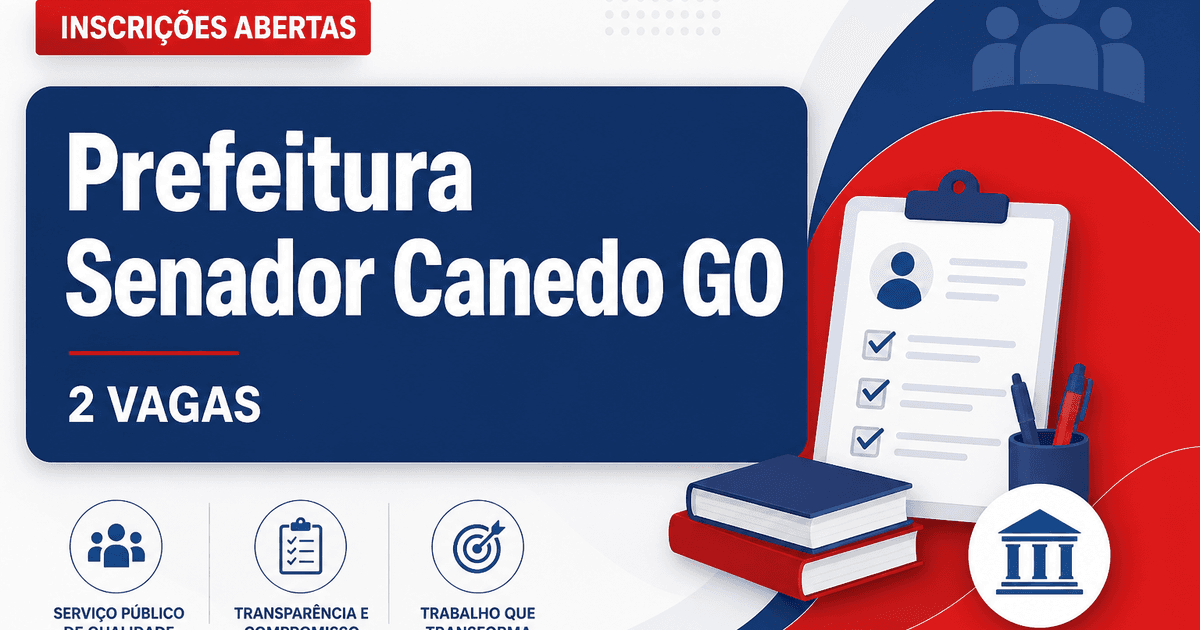 Prefeitura de Senador Canedo GO abre processo seletivo com 2 vagas para médico veterinário - Prefeitura de Senador Canedo
