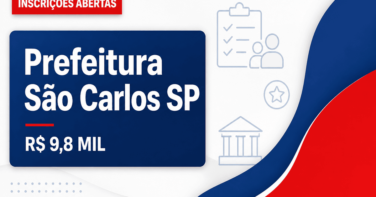 Concurso da Prefeitura de São Carlos (SP): últimas horas de inscrição para cargos que pagam até R$ 9,8 mil - Prefeitura de São Carlos