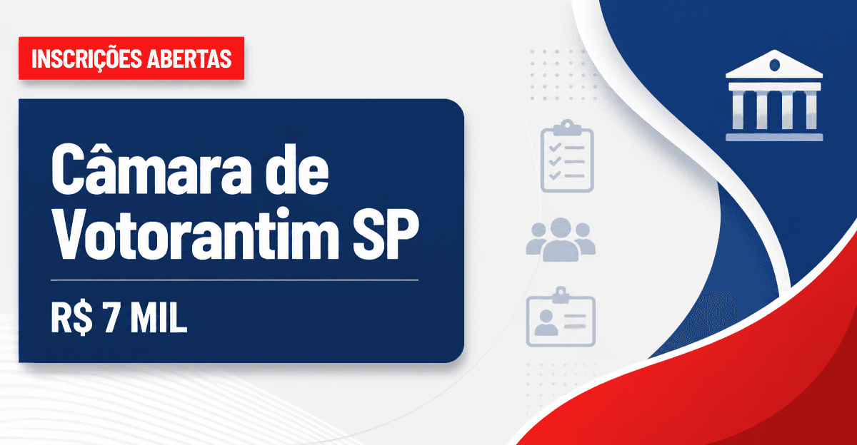 Concurso da Câmara de Votorantim (SP): últimas horas de inscrição para cargos que pagam até R$ 7 mil - Câmara de Votorantim