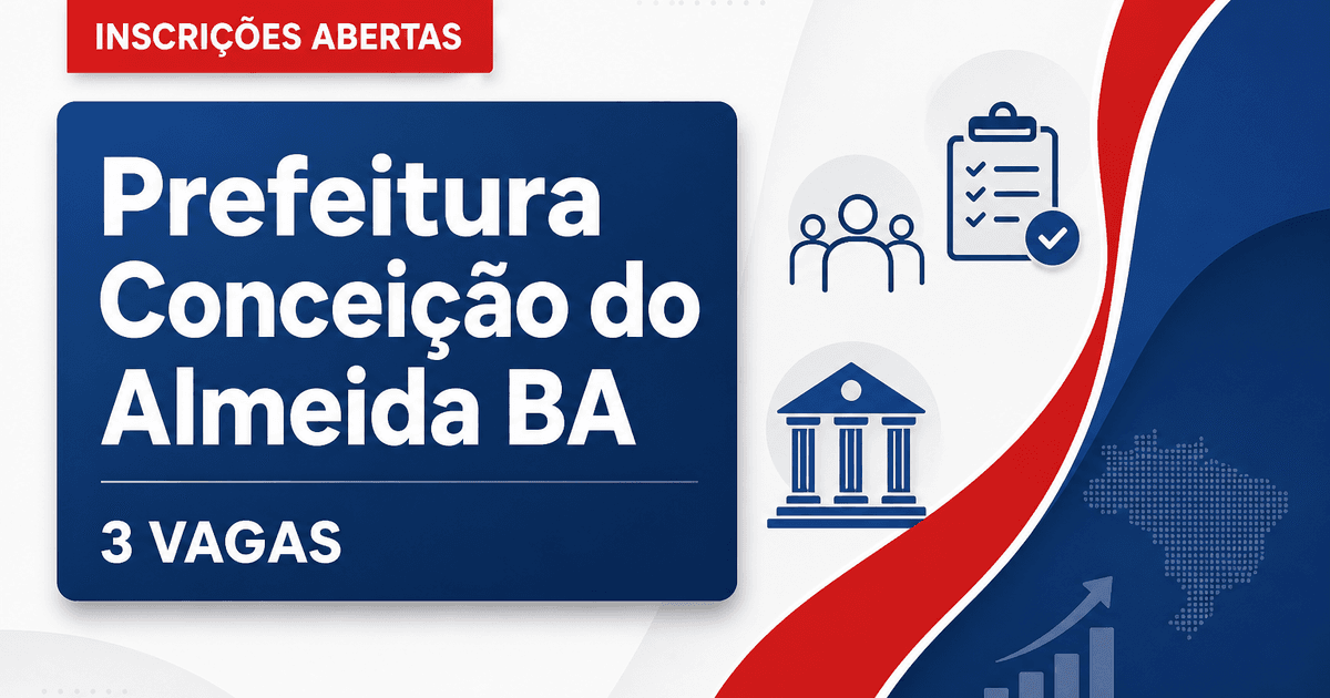 Prefeitura de Conceição do Almeida BA abre processo seletivo com 3 vagas de agente comunitário de saúde - Prefeitura de Conceição do Almeida