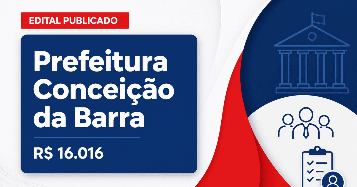 Prefeitura de Conceição da Barra de Minas - MG retifica edital de concurso público com salários de até R$ 16.016,13 - Prefeitura de Conceição da Barra de Minas