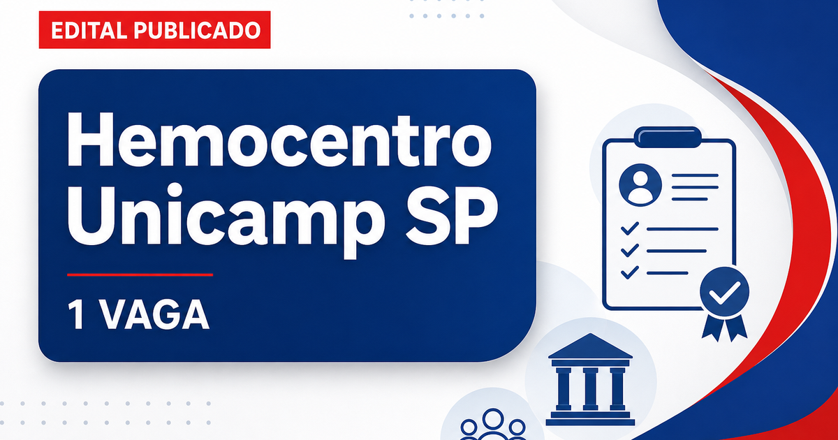 Processo seletivo Hemocentro Unicamp Campinas SP: 1 vaga para enfermeiro - Hemocentro Unicamp