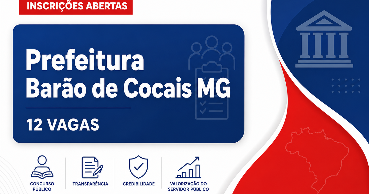 Prefeitura de Barão de Cocais: Prefeitura de Barão de Cocais - MG abre seleção para Agentes de Saúde e Endemias - Prefeitura de Barão de Cocais