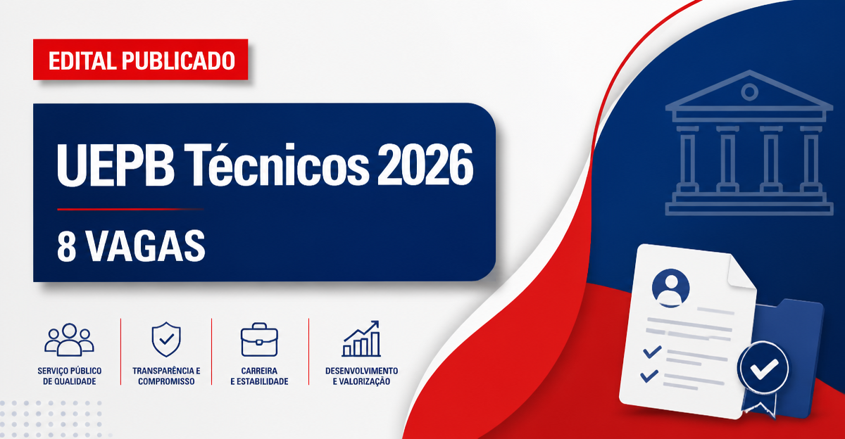 Concurso Universidade Estadual da Paraíba UEPB abre 8 vagas para técnicos - Universidade Estadual da Paraíba