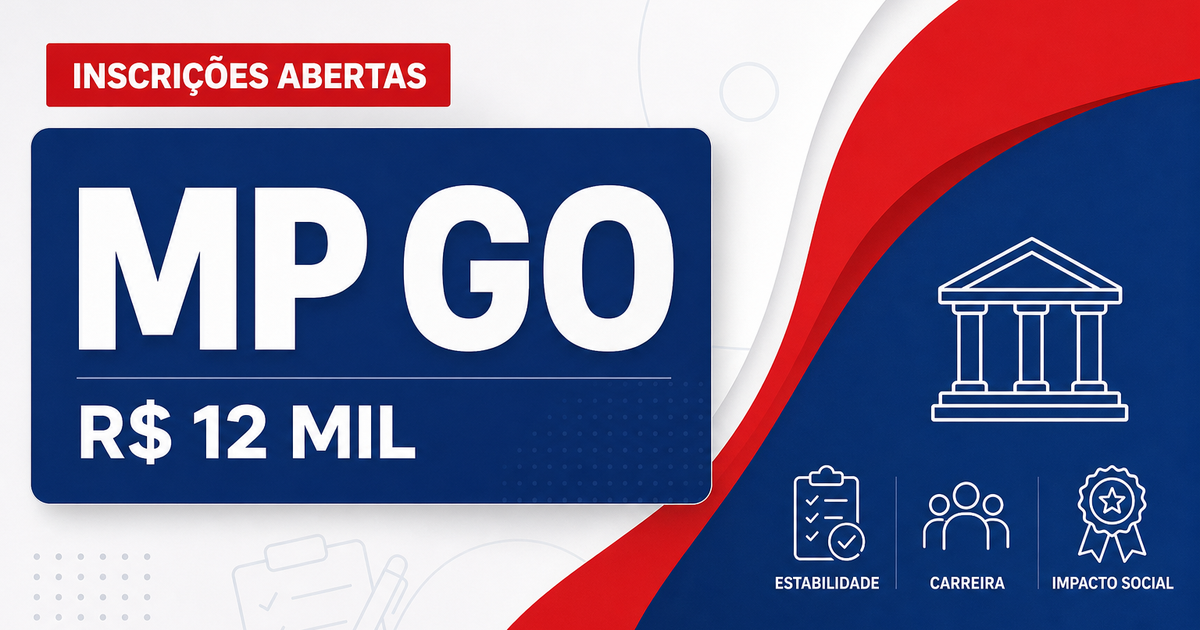 Concurso do MP GO: últimas horas inscrição para vagas que pagam quase R$ 12 mil - Ministério Público