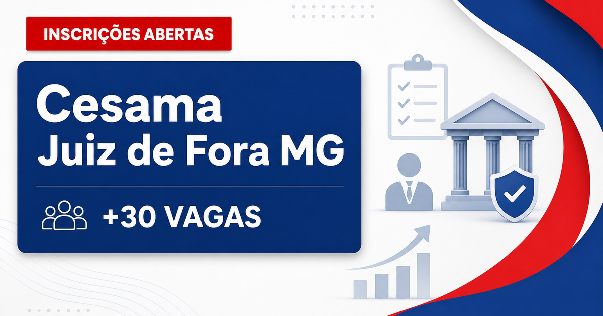 Concurso da Cesama de Juiz de Fora (MG) abre inscrições para mais de 30 vagas - Cesama