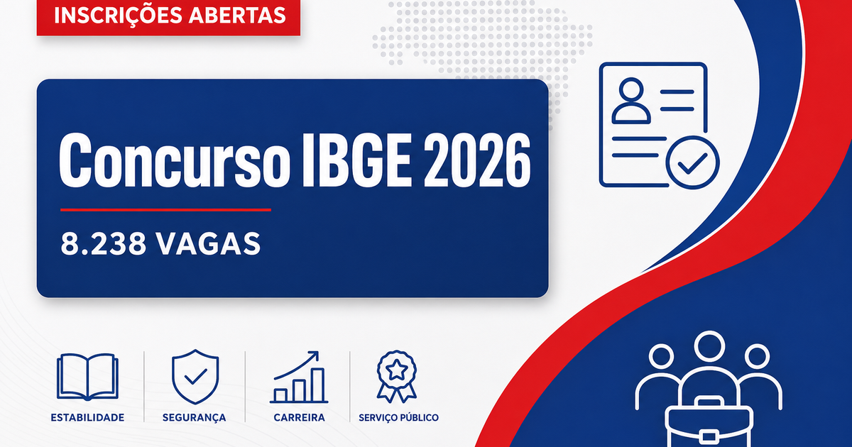Urgente: Concurso IBGE abre inscrições para 8.238 vagas de ensino médio - Urgente:  IBGE abre inscriçõesra 8.238 vagas de ensino médio
