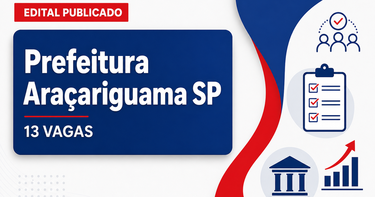 Concurso da Prefeitura de Araçariguama (SP) tem edital publicado para 13 vagas - Prefeitura de Araçariguama