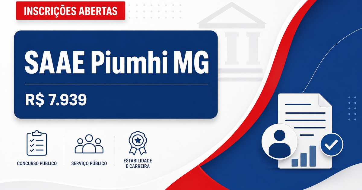 SAAE - Serviço Autônomo de Água e Esgoto de Piumhi: SAAE de Piumhi - MG abre processo seletivo para cadastro reserva em  - Serviço Autônomo de Água e Esgoto de Piumhi