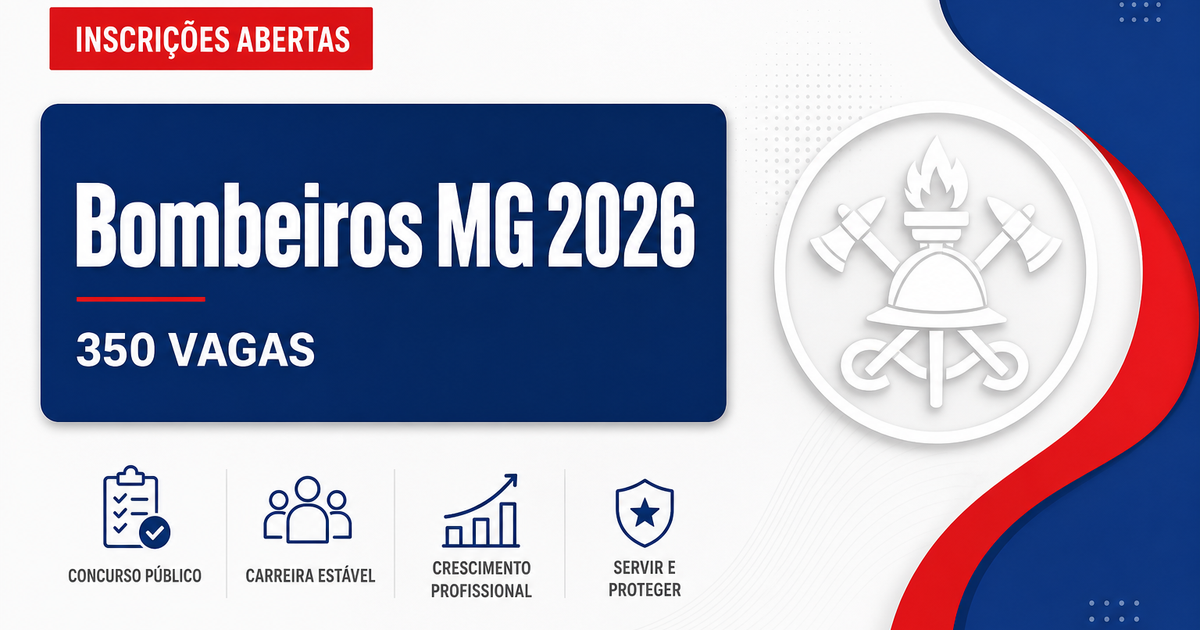 Concurso do Corpo de Bombeiros de MG: últimas horas de inscrição para quase 350 vagas - Corpo de Bombeiros de Minas Gerais