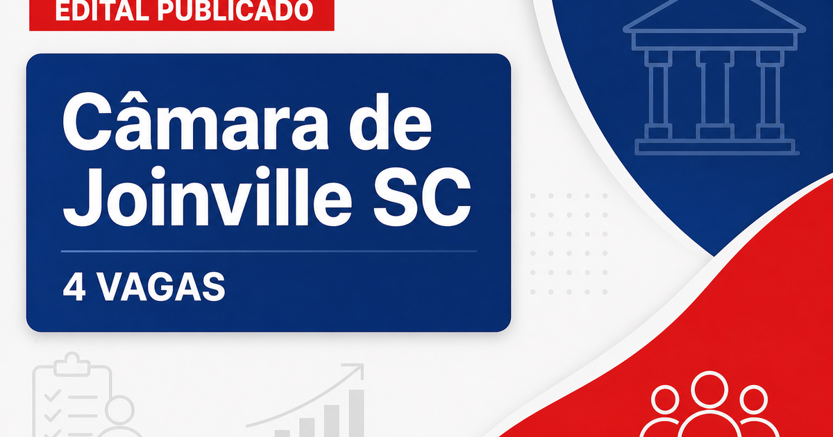 Câmara de Joinville SC retifica concurso com 4 vagas e até R$9.828 - Câmara de Joinville