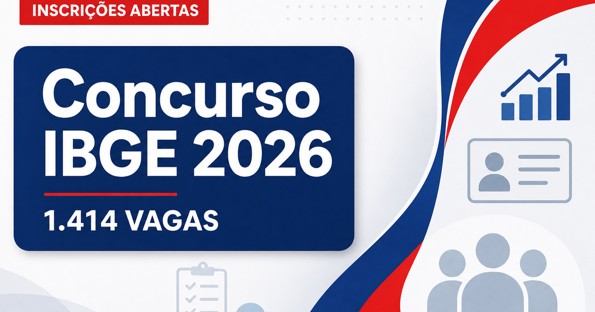 Concurso IBGE abre inscrições para 1.414 vagas; veja como fazer! - IBGE abre inscriçõesra 1.414 vagas; veja como fazer!