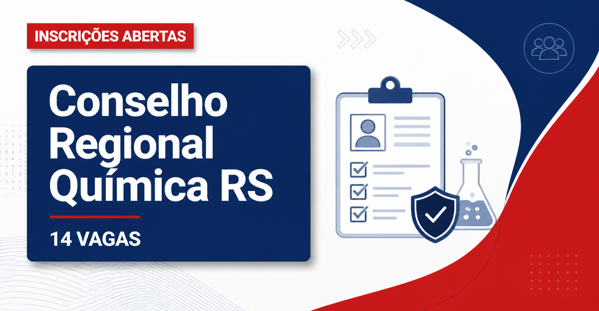 Conselho Regional de Química RS abre concurso com 14 vagas e salários de até R$7.600 - Conselho Regional de Química