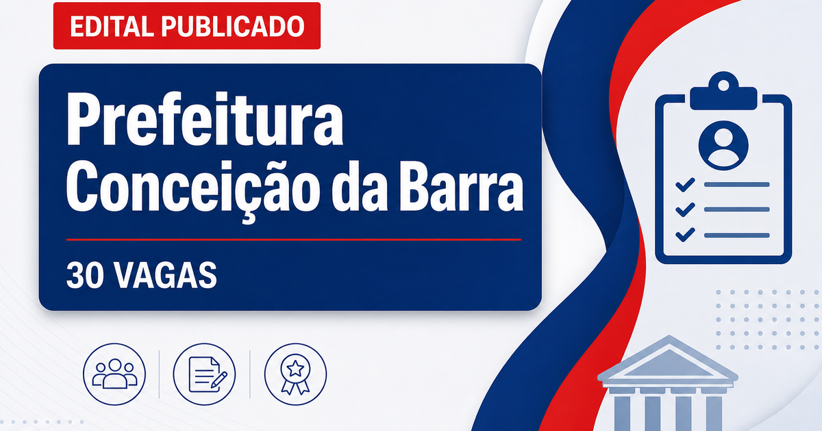 Prefeitura de Conceição da Barra de Minas MG abre concurso com 30 vagas - Prefeitura de Conceição da Barra de Minas
