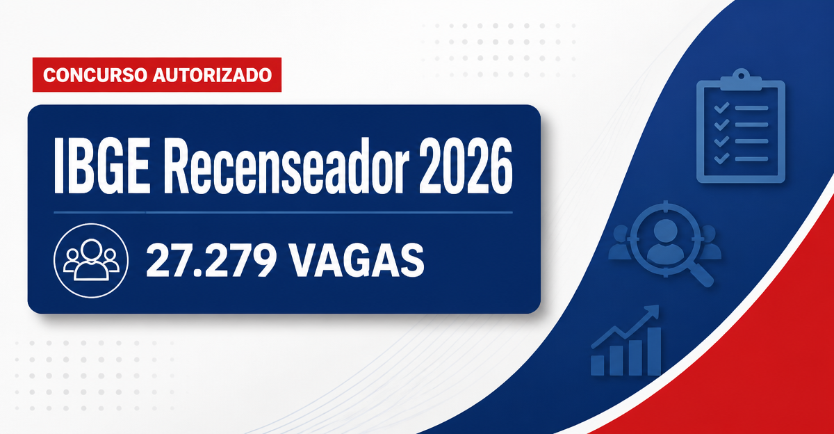 Concurso IBGE já conta com banca preliminarmente definida para 27.279 vagas de recenseador - IBGE já conta com banca preliminarmente definidara 27.279 vagas de recenseador