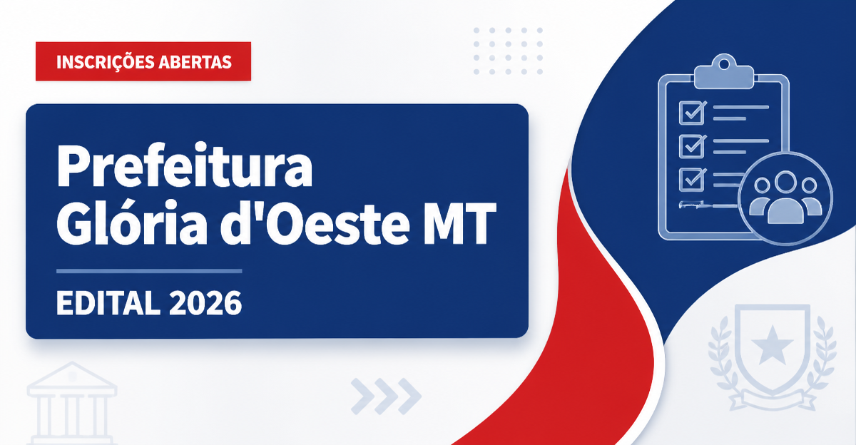 Prefeitura de Glória d'Oeste - MT abre seleção para Professor de Matemática - Prefeitura de Glória d'Oeste