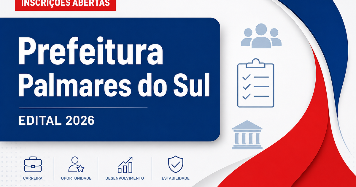 Prefeitura de Palmares do Sul - RS abre seleção para Engenheiro Civil - Prefeitura de Palmares do Sul