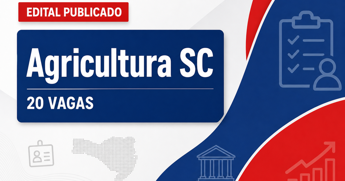 Concurso Secretaria da Agricultura SC: 20 vagas para analista técnico - Secretaria da Agricultura